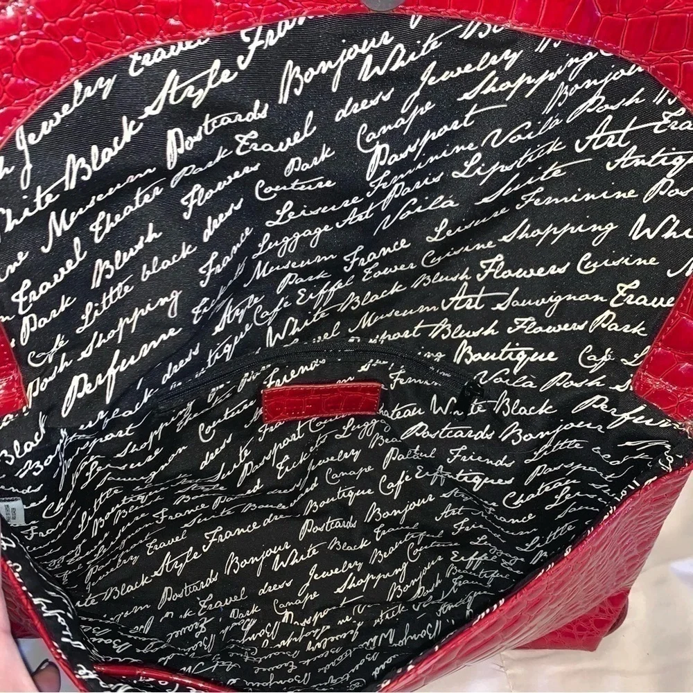 WHITE HOUSE BLACK MARKET Red Croc Embossed Large Clutch - Picture 8 of 8